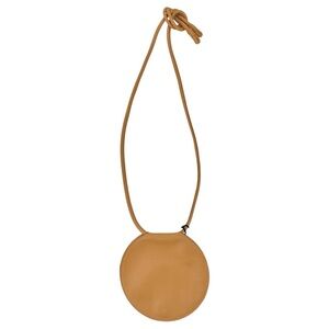 NWT Are Studio Disc - Tan Light Brown Leather Circle Pouch Crossbody Clutch Bag